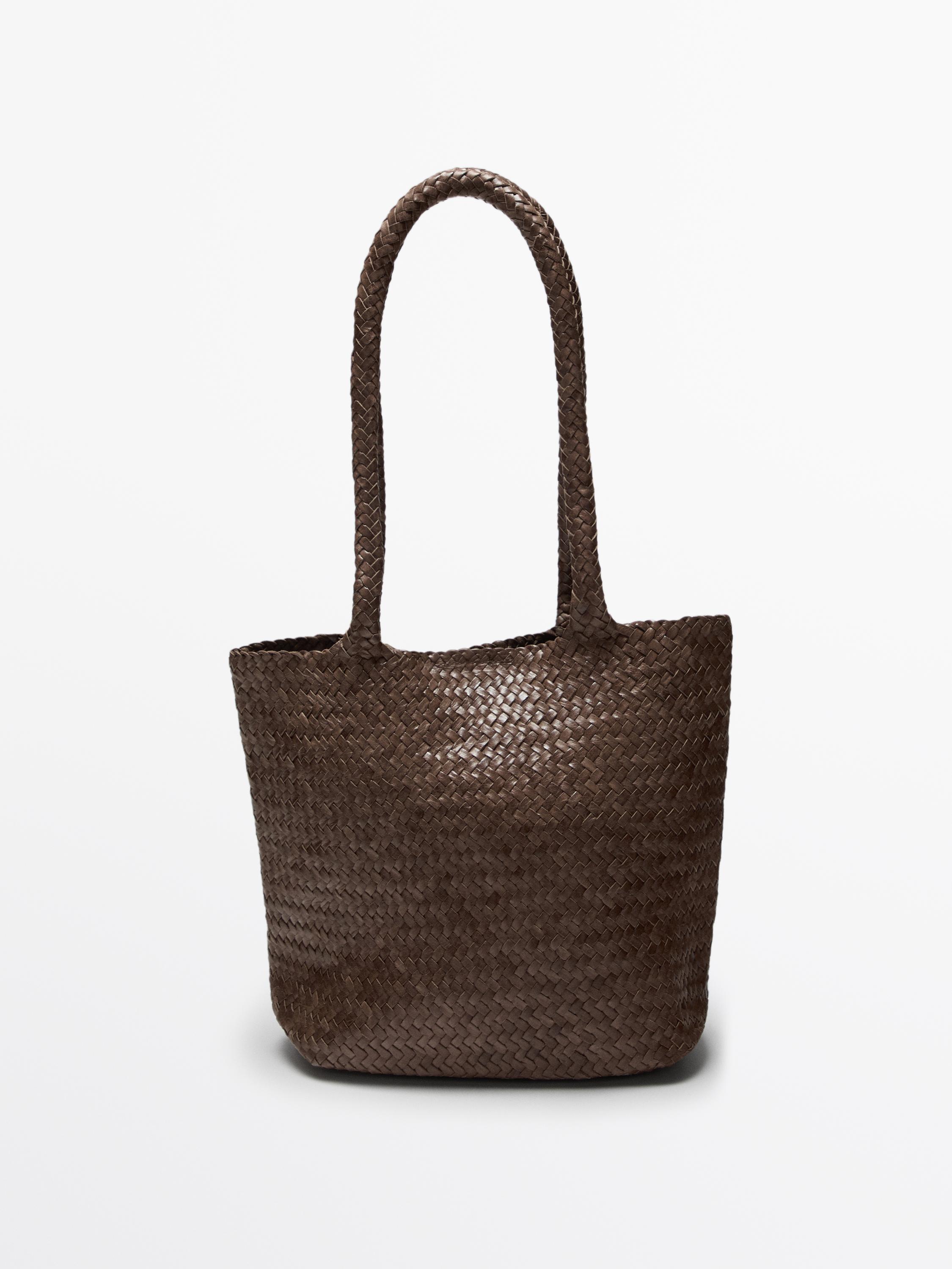 Braided nappa leather medium tote bag